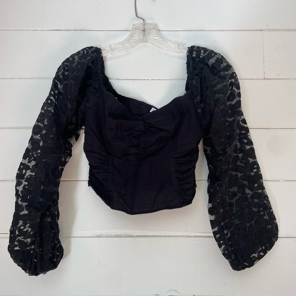 Zara Cheetah Print Crop Top Black
